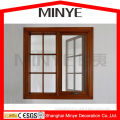 double pane swing out wooden grain window with retractable fly screen